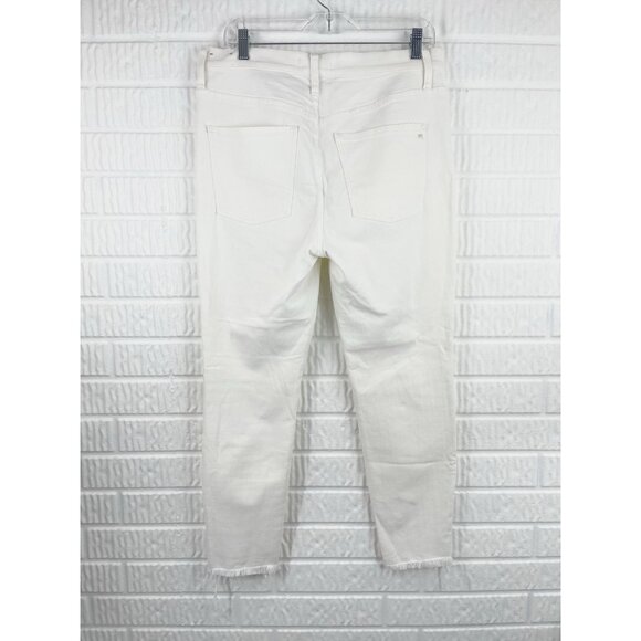 Madewell Jeans Size 32 9” High Rise Skinny Crop Pure White Destructed Edition - Picture 10 of 16